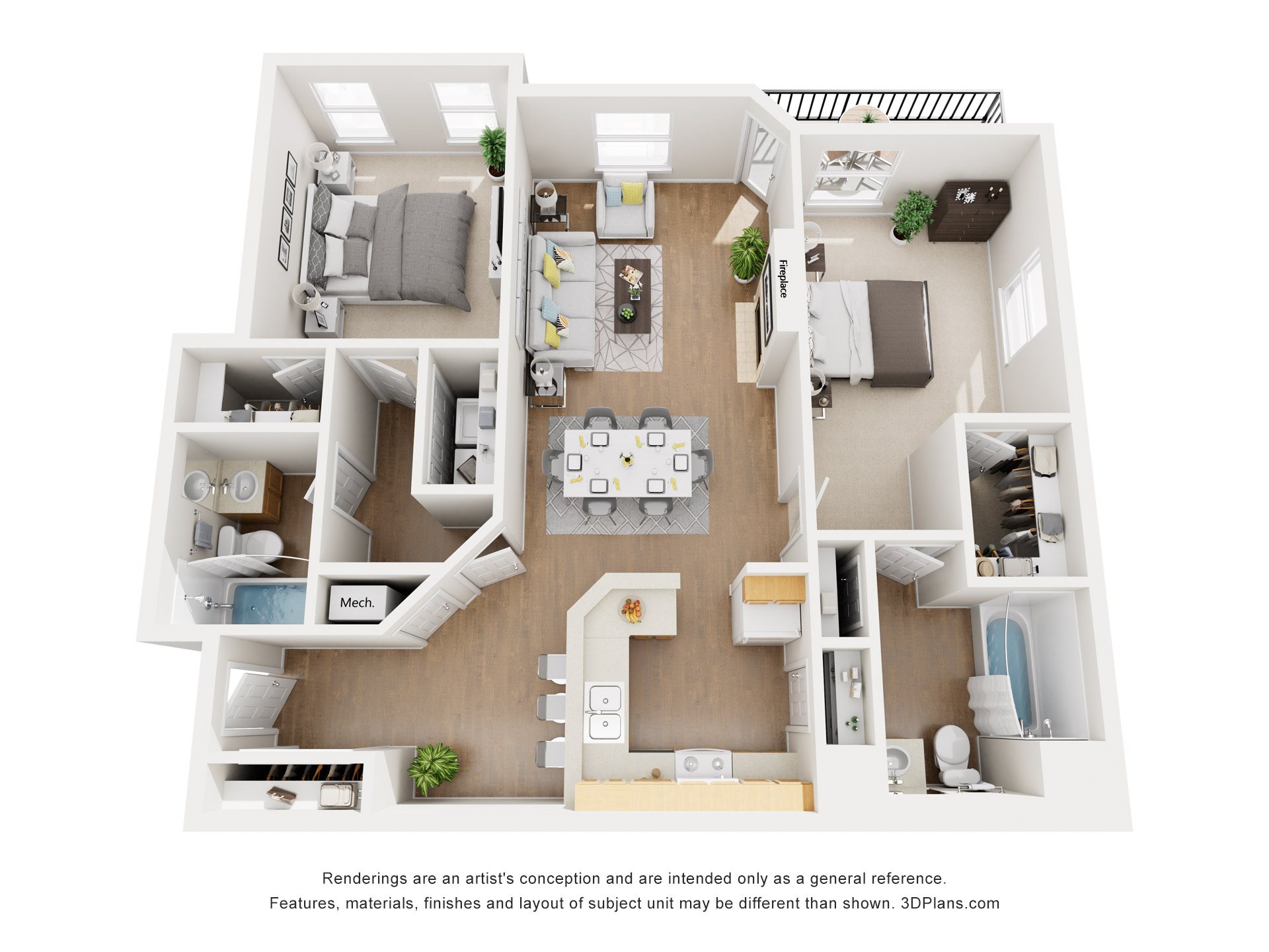 3D floor plan image for apartment 0816 at Randolph Perimeter